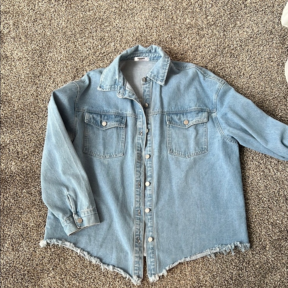 Light Blue Denim Button-Up Shacket - NEVER WORN